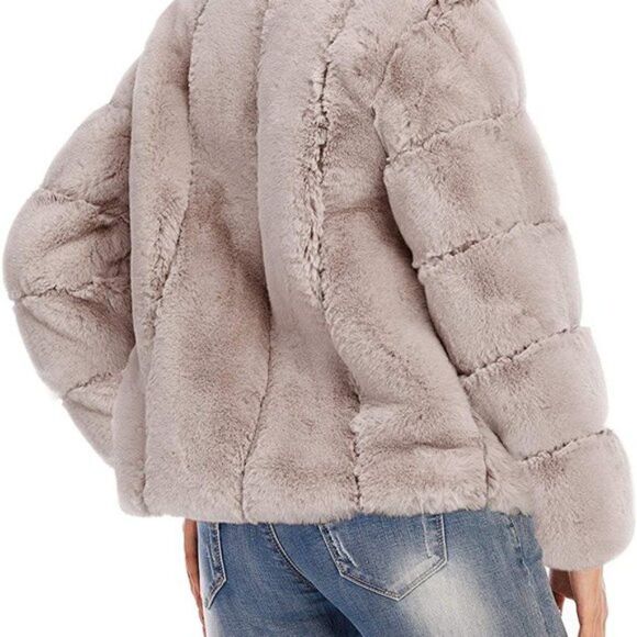 New Women's Long Sleeve Open Front Fuzzy Faux Fur Coat - Picture 3 of 7